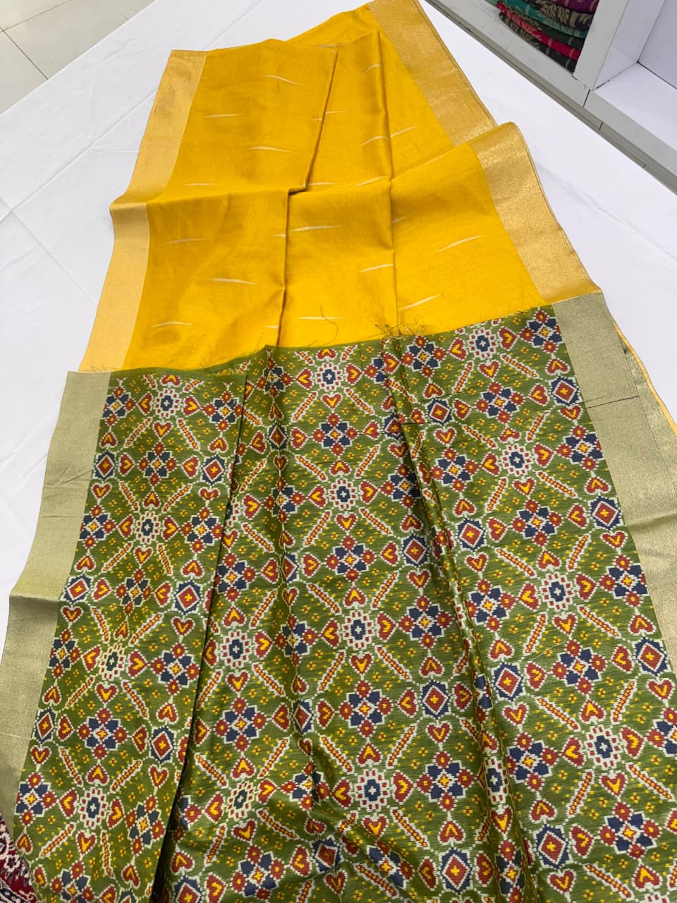 Meena Weaving Patola Pallu Khadi Raw Silk Saree